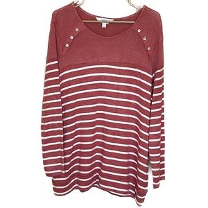 Market & Spruce Pink/White Striped Sweater - XL